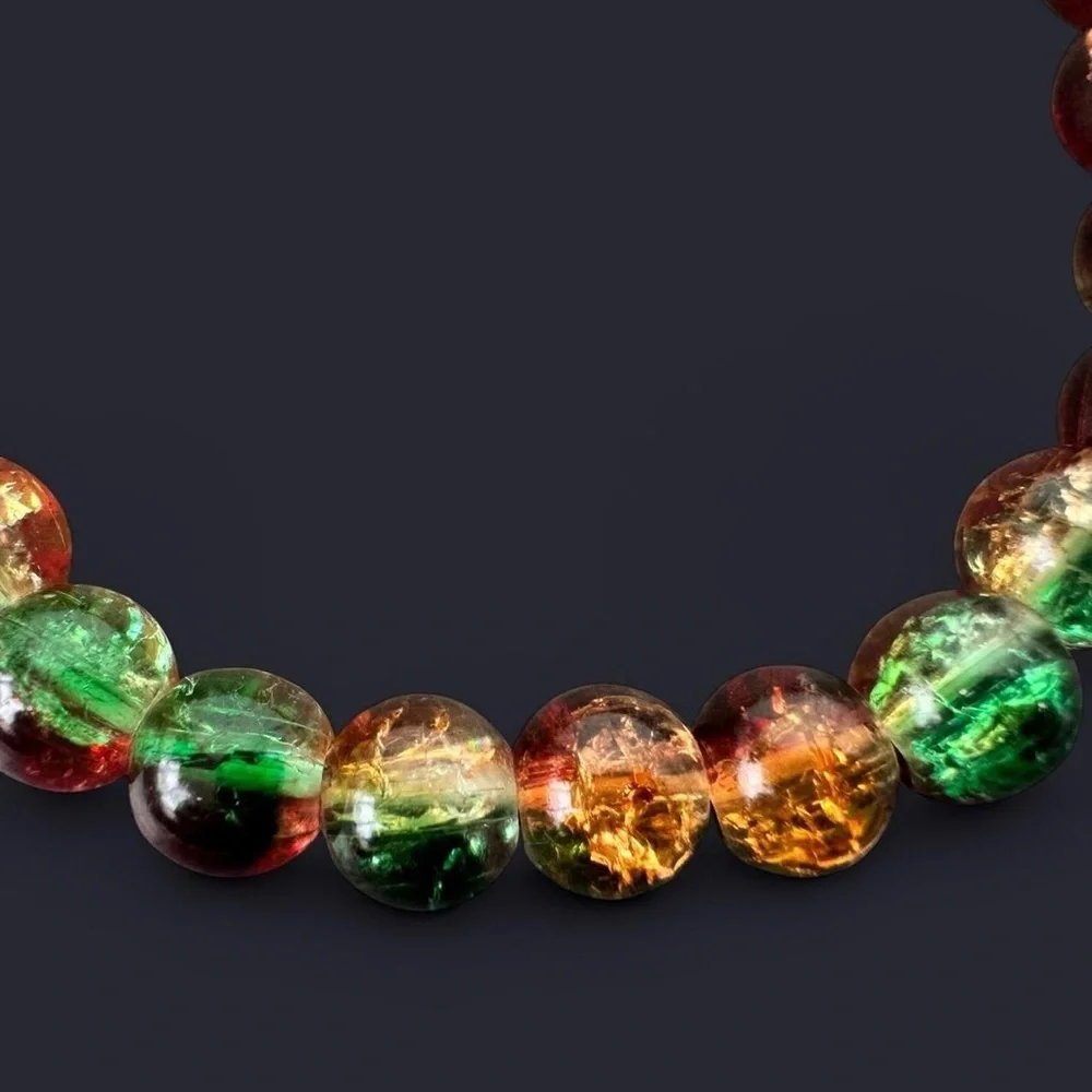 Sunflare Crackle Glass Bead Bracelet